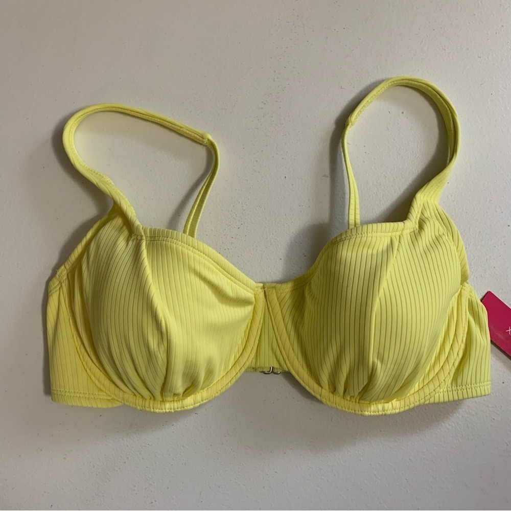 Xhilaration Bikini Set Size D/DD + XL Yellow Ribbed NWT - Picture 6 of 17